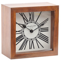 Libra Wood Mini Mortimer Clock, Brown